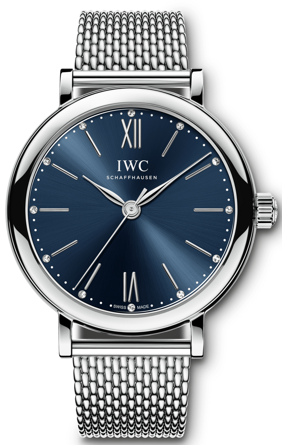 IWC Portofino Automatic Blue Dial Silver Mesh Bracelet Watch for Women - IW357404
