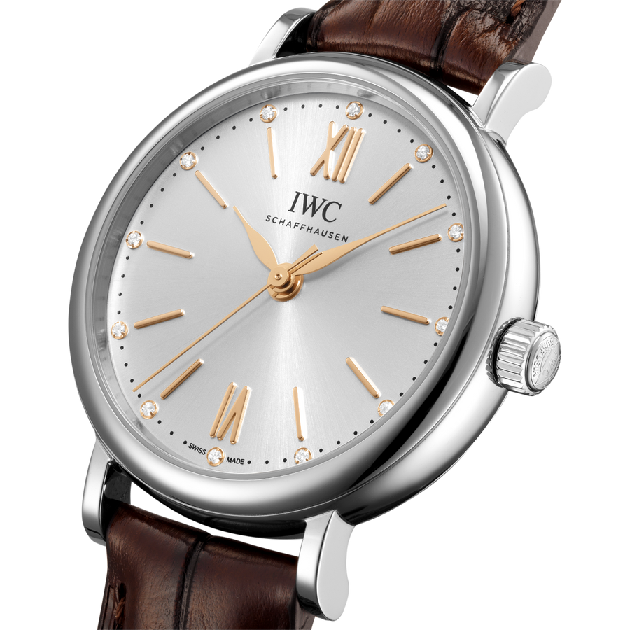 IWC Portofino Automatic Silver Dial Brown Leather Strap Watch for Women - IW357403