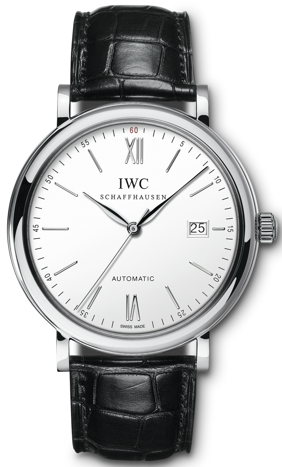 IWC Portofino Automatic White Dial Black Leather Strap Watch for Men - IW356501