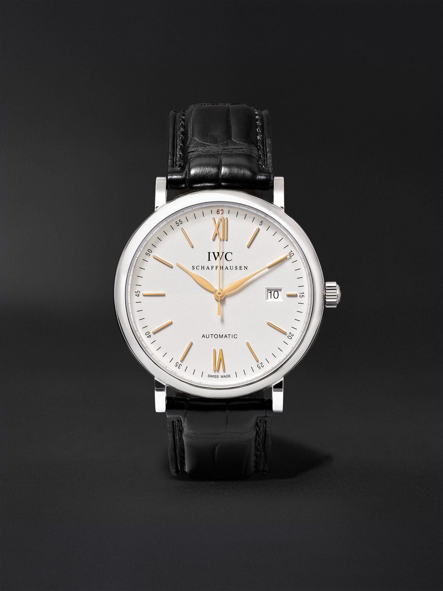 IWC Portofino Automatic White Dial Black Leather Strap Watch for Men - IW356517