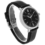 IWC Portofino Automatic Black Dial Black Leather Strap Watch for Men - IW356502