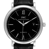 IWC Portofino Automatic Black Dial Black Leather Strap Watch for Men - IW356502