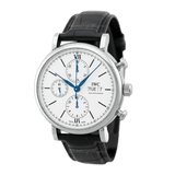 IWC Portofino Chronograph White Dial Black Leather Strap Watch for Men - IW391024