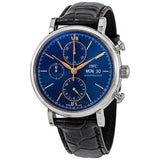 IWC Portofino Chronograph Blue Dial Black Leather Strap Watch for Men - IW391036