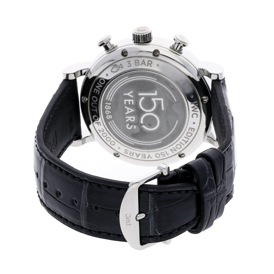 IWC Portofino Chronograph Blue Dial Black Leather Strap Watch for Men - IW391023
