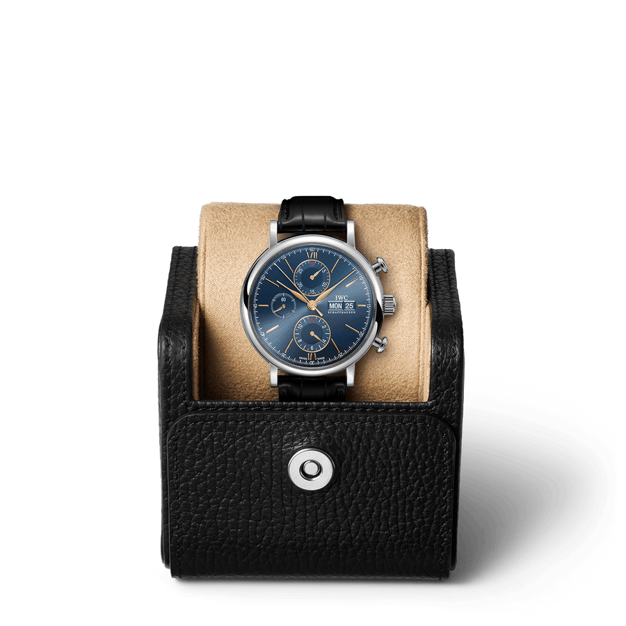 IWC Portofino Chronograph Blue Dial Black Leather Strap Watch for Men - IW391036