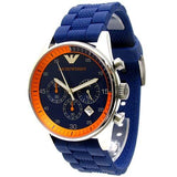 Emporio Armani Chronograph Blue Dial Blue Rubber Strap Watch For Men - AR5864