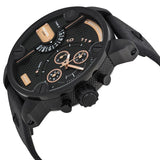 Diesel Little Daddy Chronograph Black Dial Black Leather Strap Watch For Men - DZ7291