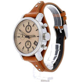 Fossil Original Boyfriend Sport Chronograph Beige Dial Brown Leather Strap Watch for Women - ES4046