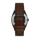 Fossil Everett Automatic Analog Black Dial Brown Leather Strap Watch for Men - ME3207