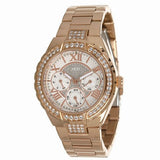 Guess Viva Diamonds White Dial Rose Gold Steel Strap Watch for Women - W0111L3