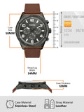 Fossil Brox Multifunction Grey Dial Brown Leather Strap Watch for Men - BQ2800