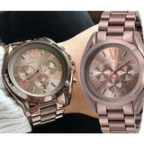 Michael Kors Bradshaw Chronograph Brown Dial Brown Steel Strap Watch For Women - MK6247