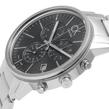 Calvin Klein Post Minimal Chronograph Black Dial Silver Steel Strap Watch for Men - K7627161