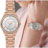 Michael Kors Lauryn Mother of Pearl Dial Rose Gold Steel Strap Watch for Women - MK3716