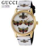 Gucci G Timeless Quartz White Dial White Leather Strap Watch For Women - YA1264109