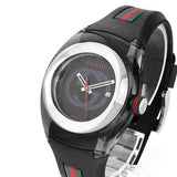 Gucci Sync Quartz Black Dial Black Rubber Strap Watch For Men - YA137301