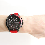 Tommy Hilfiger Multifunction Quartz Black Dial Red Rubber Strap Watch for Men  - 1791722