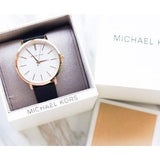 Michael Kors Jaryn Quartz White Dial Black Leather Strap Watch For Women - MK2472