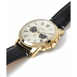 Fossil Grant Chronograph White Dial Black Leather Strap Watch for Men - FS5272