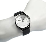 Calvin Klein City White Dial Black Leather Strap Watch for Men - K2G2G1CD