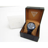 Guess Horizon Chronograph Black Dial Blue Steel Strap Watch For Men - W0379G5