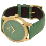 Gucci G Timeless Quartz Green Dial Green Leather Strap Watch For Women - YA1264099