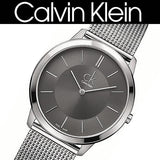 Calvin Klein Minimal Grey Dial Silver Mesh Bracelet Watch for Men - K3M21124