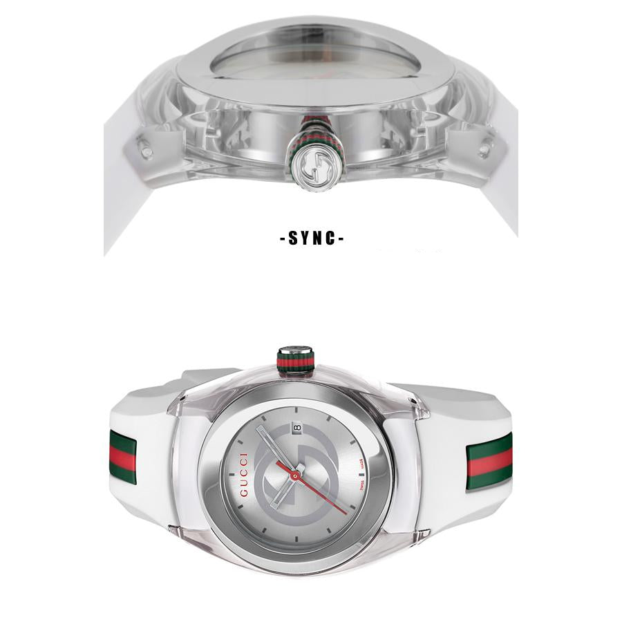Gucci Sync Quartz White Dial White Rubber Strap Unisex Watch - YA137302
