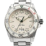 Gucci Dive Quartz White Dial Silver Steel Strap Watch For Men - YA136336