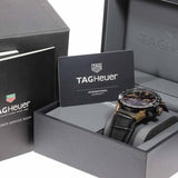 Tag Heuer Carrera Automatic Chronograph Steel & Gold Dial Black Leather Strap Watch for Men - CBG2050.FC6426