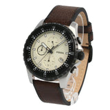 Fossil Dillinger Chronograph White Dial Brown Leather Strap Watch for Men - FS5674