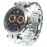 Versace Aion Chronograph Analog Black Dial Silver Steel Strap Watch For Men - VE1D01019