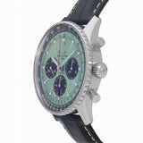 Breitling Navitimer B01 Chronograph 43 Green Dial Black Leather Strap Watch for Men - AB0138241L1P1