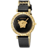 Versace Palazzo Empire Greca Black Dial Black Leather Strap Watch for Women - VEDV00119