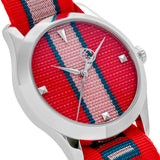 Gucci G Timeless Quartz Red Dial Two Tone NATO Strap Watch For Men - YA1264070