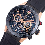 Tag Heuer Carrera Automatic Chronograph Steel & 18K Gold Dial Black Leather Strap Watch for Men - CBG2A50.FC6450