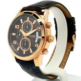 Guess Exec Chronograph Brown Dial Brown Leather Strap Watch For Men - W0076G4