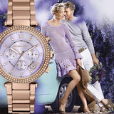 Michael Kors Parker Purple Dial Rose Gold Steel Strap Watch for Women - MK6169