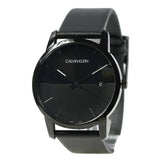 Calvin Klein City Quartz Black Dial Black Leather Strap Watch for Men - K2G2G4C1