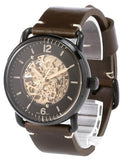 Fossil Commuter Automatic Black Dial Brown Leather Strap Watch for Men - ME3158