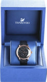 Swarovski Crystalline Hours Black Dial Black Leather Strap Watch for Women - 5295377