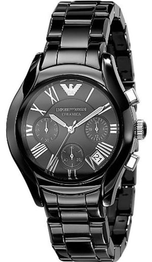 Emporio Armani Ceramica Quartz Black Dial Black Steel Strap Watch For Women - AR1402