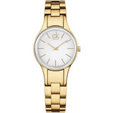 Calvin Klein Simplicity White Dial Gold Steel Strap Watch for Women - K4323212