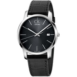 Calvin Klein City Quartz Black Dial Black Leather Strap Watch for Men - K2G2G1C3