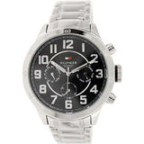 Tommy Hilfiger Trent Chronograph Black Dial Silver Steel Strap Watch for Men - 1791054