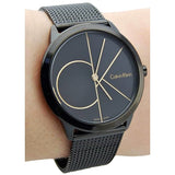 Calvin Klein Minimal Black Dial Black Mesh Bracelet Watch for Women - K3M224X1