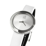 Calvin Klein Firm Silver Dial White Leather Strap Watch for Women - K3N231L6