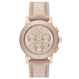 Burberry The City Chronograph Rose Gold Dial Beige Leather Strap Watch For Women - BU9702