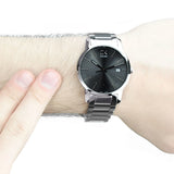 Calvin Klein City Date Black Dial Silver Steel Strap Watch for Men - K2G2G143